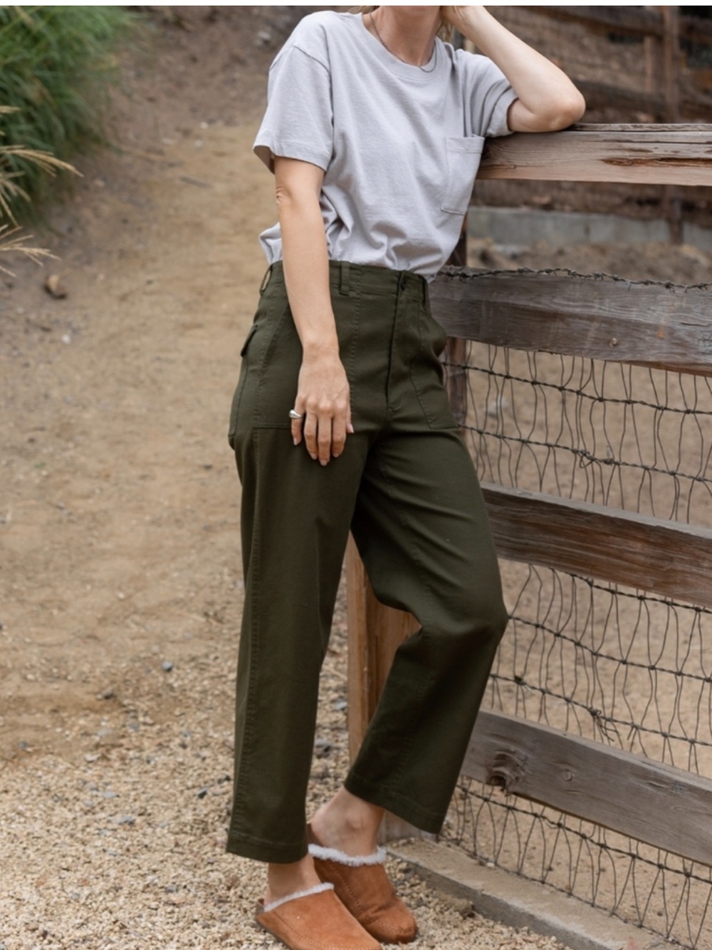 Jenni Kayne Olive green ranger trouser ankle pants